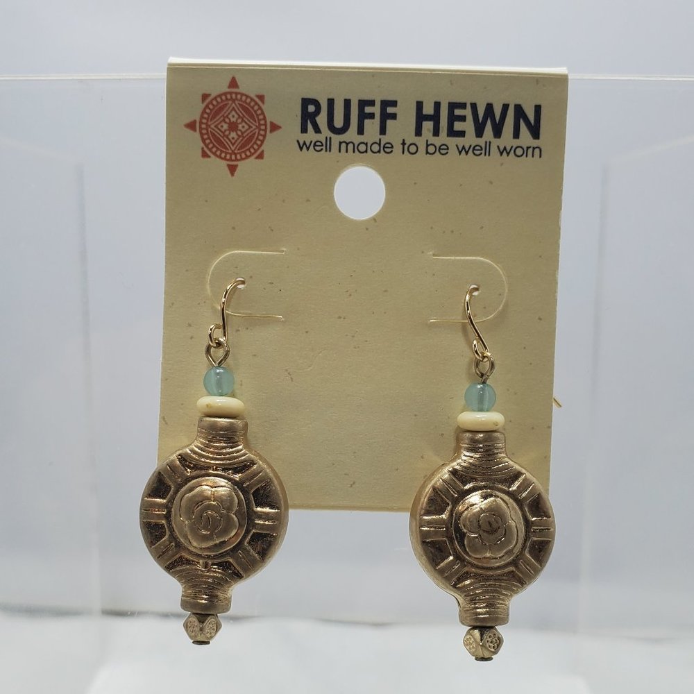 Ruff Hewn Bohemian Ornate Gold Drop Earrings